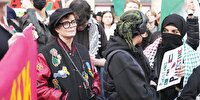 «سوزان ساراندون» در حمایت از فلسطین مقابل دانشگاه کلمبیا